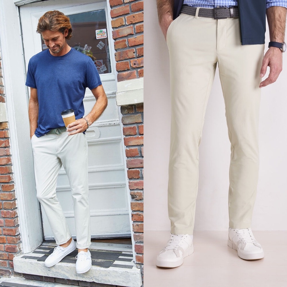 Vineyard Vines Mens On The Go Chino Pants 40‎ Khaki Performance Golf Athletic